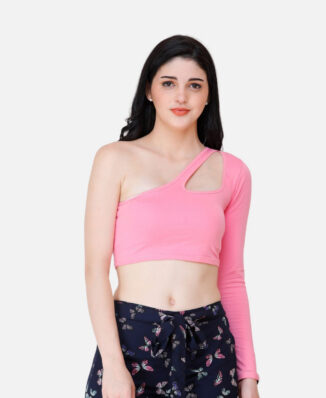 Scorpius Pink One Shoulder Crop Top